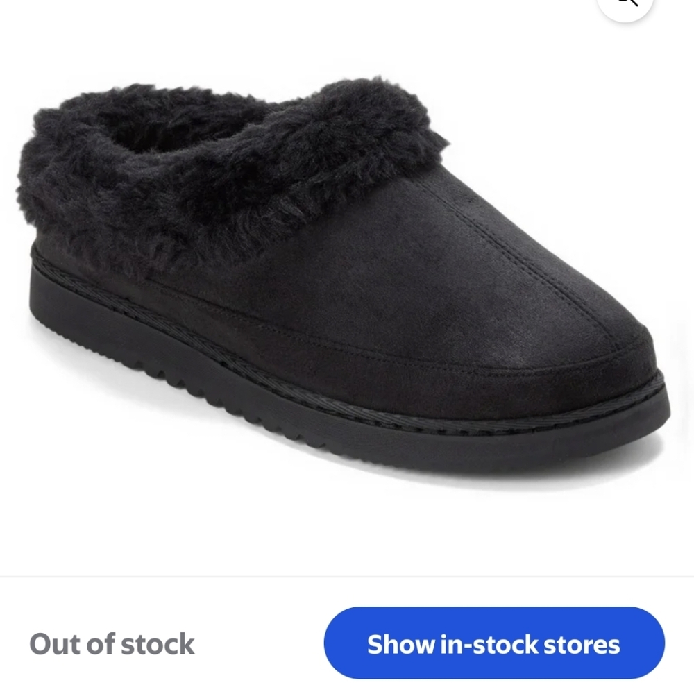 Dearfoams Women's Black Fuzzy Slippers